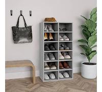 Ziaphsol Scarpiera grigio Sonoma, 54 x 34 x 100,5 cm, in legno, moderna, sottile, salvaspazio, per corridoio, ingresso, 12 scomparti, impilabile, robusta, versatile, con supporto da parete