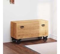 Ziaphsol Scarpiera in Legno Massello Mango 86x35x55cm con 2 Ante, Ruote, Design Salvaspazio per Corridoio, Ingresso, Guardaroba Organizer, Stoccaggio Stabile, Robusto