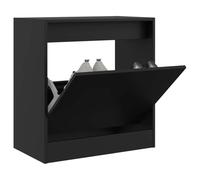 Ziaphsol Scarpiera nera, 60 x 34 x 63,5 cm, in legno, design salvaspazio, per corridoio e ingresso, con 2 scomparti, pieghevole, materiale robusto