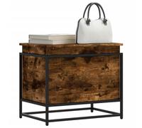 Ziaphsol Scatola portaoggetti con coperchio in rovere affumicato, legno e metallo, 60 x 40 x 51,5 cm, contenitore per cuscini, tavolo e tavolino da caffè, per ordinare i vestiti