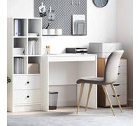 Ziaphsol Scrivania bianca in legno, 80 x 50 x 76 cm, salvaspazio, per home office e studio, per PC, laptop, ufficio e cameretta dei bambini, stabile piano di lavoro per interni