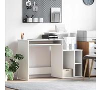 Ziaphsol Scrivania con scaffale, bianca, in legno, 120,5 x 44 x 88,5 cm, con cassetto, per casa, ufficio e studio, salvaspazio