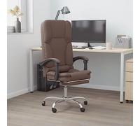 Ziaphsol Sedia da ufficio in ecopelle marrone con funzione massaggiante, regolabile in altezza, girevole, con ruote, braccioli, schienale e poggiapiedi, per casa, studio e gaming sulla scrivania