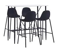 Ziaphsol Set da bar in tessuto nero, 5 pezzi, sgabello e tavolo da bar, piano in MDF e struttura in acciaio verniciato a polvere, per sala da pranzo, cucina, soggiorno, ristorante