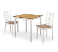 Ziaphsol Set da pranzo estensibile, 3 pezzi, in legno massiccio di gomma e MDF, con 2 sedie imbottite, salvaspazio, per sala da pranzo, cucina, soggiorno, da 80 a 120 cm