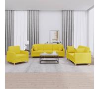 Ziaphsol Set da soggiorno 3 pezzi con funzione letto e cuscino, in tessuto giallo chiaro, divano ad angolo, cassettone letto, lounge, moderno, scandinavo