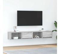 Ziaphsol Set di 2 armadi per TV, colore grigio, Sonoma, 80 x 31 x 25,5 cm, in legno, montaggio a parete, per soggiorno, camera da letto, moderno centro di intrattenimento