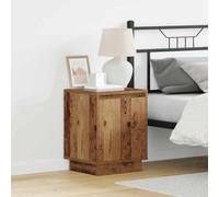 Ziaphsol Set di 2 comodini con illuminazione a LED, in legno antico, 39 x 34,5 x 50 cm, tavolino rustico per camera da letto, soggiorno
