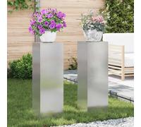 Ziaphsol Set di 2 supporti per piante in acciaio inox, colore argento, 24 x 24 x 75 cm, come supporto per fiori e vaso per terrazza, balcone, giardino, giardino d'inverno, presentazione decorativa