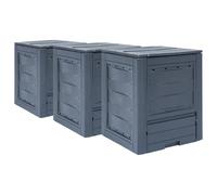 Ziaphsol Set di 3 compostiere da giardino, in plastica, effetto rattan, 60 x 60 x 83 cm, volume 780 l, per foglie, taglio verde, ventilazione con sportello diviso
