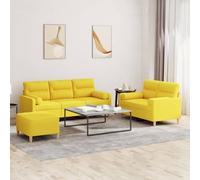 Ziaphsol Set di 3 divani con cuscino in tessuto giallo chiaro, moderno divano angolare con funzione letto, per soggiorno e salotto, estensibile, cassettone letto, accogliente paesaggio residenziale