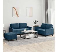 Ziaphsol Set di 3 divani con cuscino in velluto blu, divano angolare con funzione letto, mobili lounge dal design scandinavo moderno, accogliente, allungabile, robusto cassettone letto