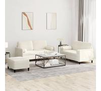 Ziaphsol Set di 3 divani con cuscino in velluto color crema, moderno divano angolare con funzione letto, design lounge, con cassettone letto, funzione relax, adatto per soggiorno