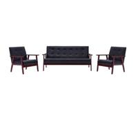Ziaphsol Set di 3 divani in ecopelle nera design scandinavo con funzione letto e funzione relax per soggiorno, ufficio o salone, con cassettone estraibile, accogliente e durevole
