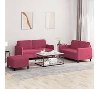 Ziaphsol Set di 3 divani in velluto rosso vinaccia con funzione letto e cassettone letto, moderno, per soggiorno, stile scandinavo, con funzione relax ed estensibile