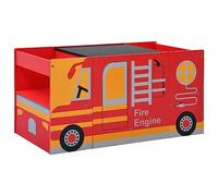 Ziaphsol Set di 3 mobili per bambini, design auto dei pompieri in legno, set di mobili in MDF e legno di pino, con lavagna a gesso, set per la cameretta dei bambini, per leggere, fai da te e snack