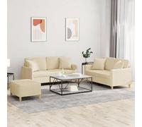 Ziaphsol Set di 3 pezzi salotto con funzione letto in tessuto microfibra color crema, con cassettone, funzione relax, letto per gli ospiti, design scandinavo moderno per soggiorno o ufficio