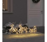 Ziaphsol Set di 3 renne a LED con 60 LED bianco caldo, PET, 44,5 x 18 x 66 cm, luci decorative USB per Natale, finestre, soggiorno e Avvento