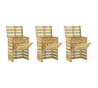 Ziaphsol Set di 3 reti compostabili in legno di pino impregnato verde, 80 x 50 x 100 cm, con coperchio aperto, per rifiuti da giardino, compostaggio e riciclaggio
