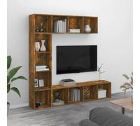 Ziaphsol Set di 3 scaffali per libreria, affumicatura, 180 x 30 x 180 cm, versatile organizer in legno, montaggio a parete, design moderno