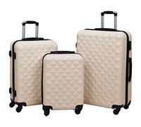 Ziaphsol Set di 3 trolley rigidi Golden in ABS, valigia da viaggio con serratura di sicurezza e ruote a 360 gradi, bagaglio a mano, bagaglio a mano, viaggio aereo, treno, vacanza e hotel