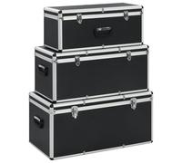 Ziaphsol Set di 3 valigette portaoggetti, colore nero, in alluminio ABS e legno, misure S, M, L, per officina, montaggio e trasporto, con chiusura a scatto e maniglia per il trasporto, sistema di