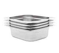 Ziaphsol Set di 4 contenitori per gastronorm, in acciaio inox, GN 1/2, 100 mm, impilabili, per bancone di calore Bain Marie Chafing Dish ristorante buffet catering