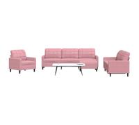 Ziaphsol Set di 4 divani con cuscini, in velluto rosa, moderno, scandinavo, per soggiorno, con funzione letto e cassettone per un comodo relax e lounge