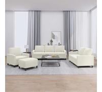 Ziaphsol Set di 4 mobili da soggiorno con cuscino, in velluto, color crema, estensibile, stile scandinavo, moderno, cassettone, funzione relax per una vita accogliente e uso flessibile in soggiorno