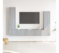 Ziaphsol Set di 4 mobili per TV, in legno Sonoma, montaggio a parete, con vano portaoggetti, per soggiorno, home theater, ricevitore TV