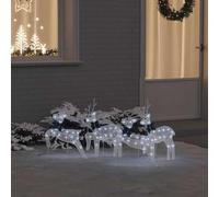Ziaphsol Set di 4 renne a LED in tessuto bianco, decorazione natalizia con funzionamento USB, 45 x 19 x 65 cm e 44 x 18 x 58 cm, per interni ed esterni protetti, decorazione festosa per soggiorno e