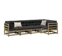 Ziaphsol Set di 5 divani da giardino in legno di pino impregnato, gruppo lounge modulare per terrazza, balcone e giardino, mobili da esterno resistenti alle intemperie dal design robusto e comode