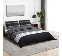 Ziaphsol Set di biancheria da letto bianco e nero, 140 x 200 cm, in cotone con chiusura a bottone nascosto, 1 copripiumino e 1 federa per camera da letto, camera degli ospiti tutto l'anno