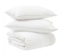 Ziaphsol Set di biancheria da letto con cuscino, 2 pezzi, bianco, in fibra di bambù, 200 x 200 cm e 50 x 70 cm, design trapuntato, rivestimento in poliestere e cotone, per un comfort estivo