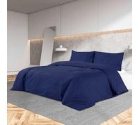 Ziaphsol Set di biancheria da letto in cotone blu navy, 240 x 220 cm, copripiumino con 2 federe da 60 x 70 cm, chiusura con bottoni nascosto, per camera da letto, camera degli ospiti, tutto l'anno