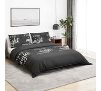 Ziaphsol Set di biancheria da letto in cotone nero, copripiumino da 200 x 200 cm e federe da 65 x 65 cm, con chiusura a bottone nascosto, per letto matrimoniale, comfort per tutto l'anno