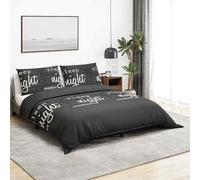 Ziaphsol Set di biancheria da letto nero, 140 x 200 cm, in cotone, con copripiumino e federa, chiusura a bottone nascosta, per camera da letto, camera degli ospiti, traspirante, facile da pulire