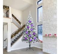 Ziaphsol Set di decorazioni per albero di Natale XXL, 4 pezzi, in plastica, viola, con passante, 20 x 20 x 20 cm, per albero di Natale, decorazione dell'Avvento, soggiorno, finestra