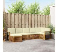 Ziaphsol Set di divani angolari con cuscini, 7 pezzi, in legno massiccio di acacia, 306 x 128,5 x 73 cm, set di mobili per terrazza, lounge e soggiorno