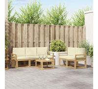 Ziaphsol Set di divani da esterni, 6 pezzi, in legno di acacia massiccio, resistente alle intemperie, set modulare con tavolo e poltrone, per terrazza, giardino, salotto, comodo set da pranzo dal