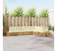 Ziaphsol Set di divani da esterni in legno di acacia massiccio, 7 pezzi, resistenti alle intemperie e impermeabili, per terrazza, giardino, balcone, lounge con espansione modulare