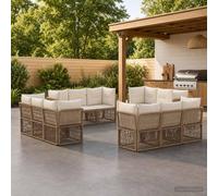 Ziaphsol Set di divani da giardino, 12 pezzi, in polyrattan, colore beige, per esterni, mobili da terrazza, balcone, design modulare resistente alle intemperie, per relax e ore di convivenza in