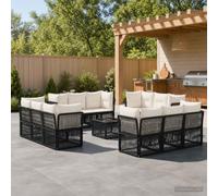 Ziaphsol Set di divani da giardino, 13 pezzi, in polyrattan, colore nero, per esterni, per terrazza, balcone, design resistente alle intemperie, per relax e ore di convivenza in giardino