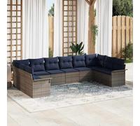 Ziaphsol Set di divani da giardino con 10 cuscini, in polyrattan, per terrazza, balcone, giardino, esterni, con tavolo regolabile in altezza e spazio per il relax e la convivenza
