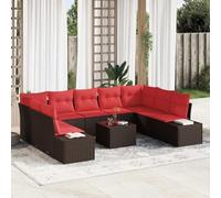 Ziaphsol Set di divani da giardino con cuscini, 10 pezzi, in polyrattan, modulare, per terrazza, giardino, balcone, esterni, tavolo e sedute per il relax e la convivenza