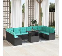 Ziaphsol Set di divani da giardino con cuscini, 11 pezzi, in polyrattan, set modulare per terrazza, giardino, balcone, esterni, con imbottiture e tavolino per il relax e la convivenza
