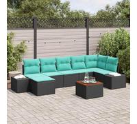 Ziaphsol Set di divani da giardino con cuscini, 8 pezzi, in polyrattan, per terrazza, balcone, giardino, esterni, mobili con piedini regolabili, modulare e durevole, per il relax e la convivenza