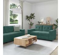 Ziaphsol Set di divani in velluto verde scuro, 3 pezzi, con funzione letto, design da salotto, resistente, per soggiorno, con cassettone estraibile, comodo, stile scandinavo
