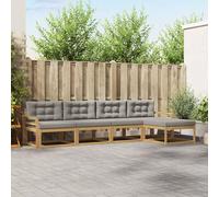Ziaphsol Set di divani per esterni, 4 pezzi, bianco, grigio chiaro, poliestere, resistente alle intemperie, modulare con cuscino, 333 x 162,5 x 73 cm, per terrazza, giardino, relax