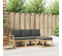 Ziaphsol Set di divani per esterni, 4 pezzi, in legno di acacia massiccio, resistente alle intemperie, modulare, 194 x 122,5 x 73 cm, per terrazza e giardino, comodo set da divano con braccioli e